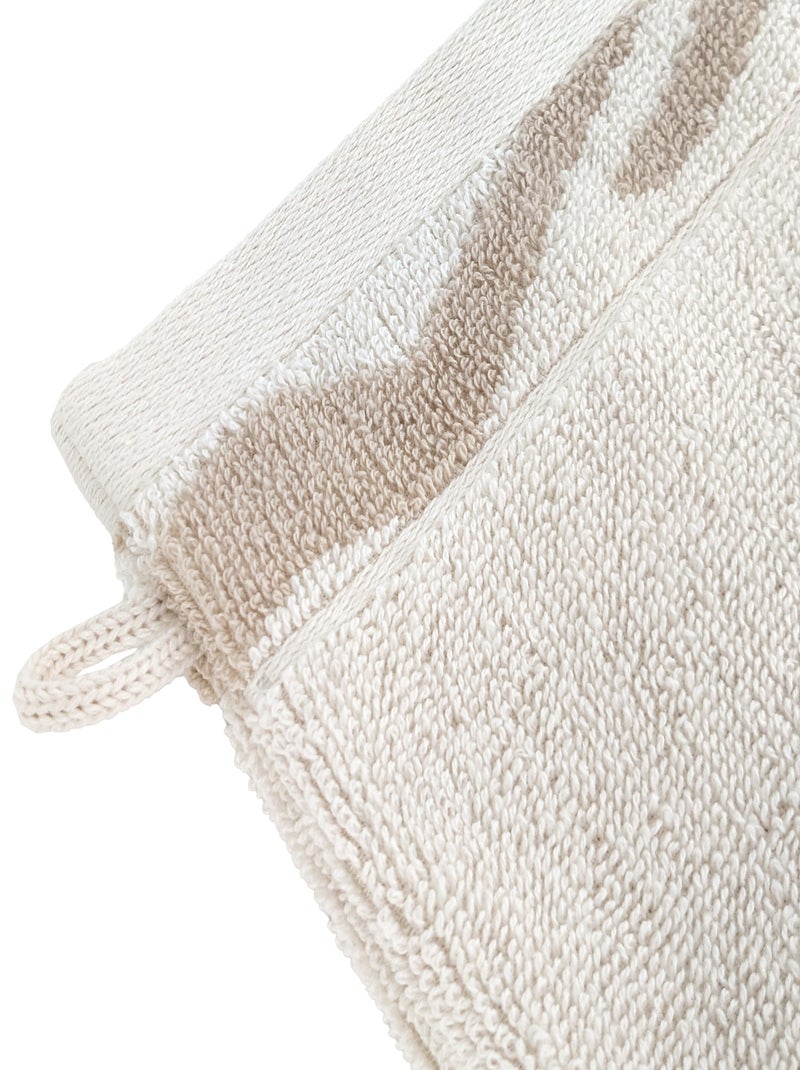 Gant de toilette coton ZEBRA SOFT Zèbre/Uni Beige - Kiabi