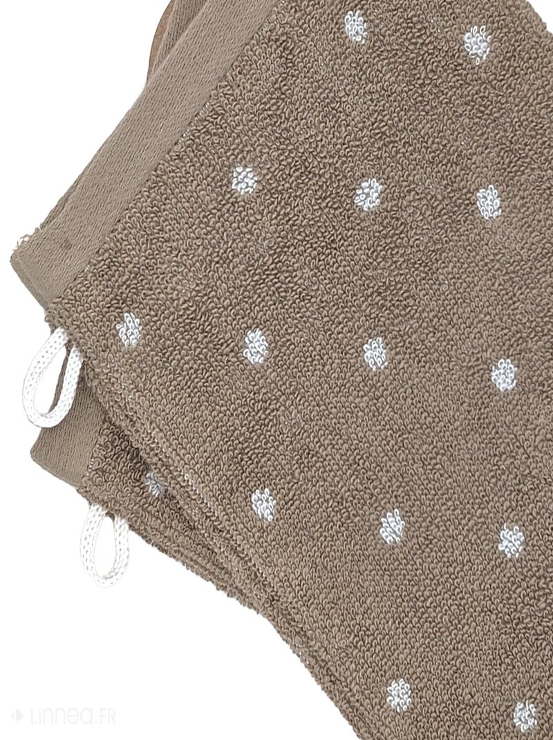 Gant de toilette EFFICIENCE DOTS Marron clair - Kiabi