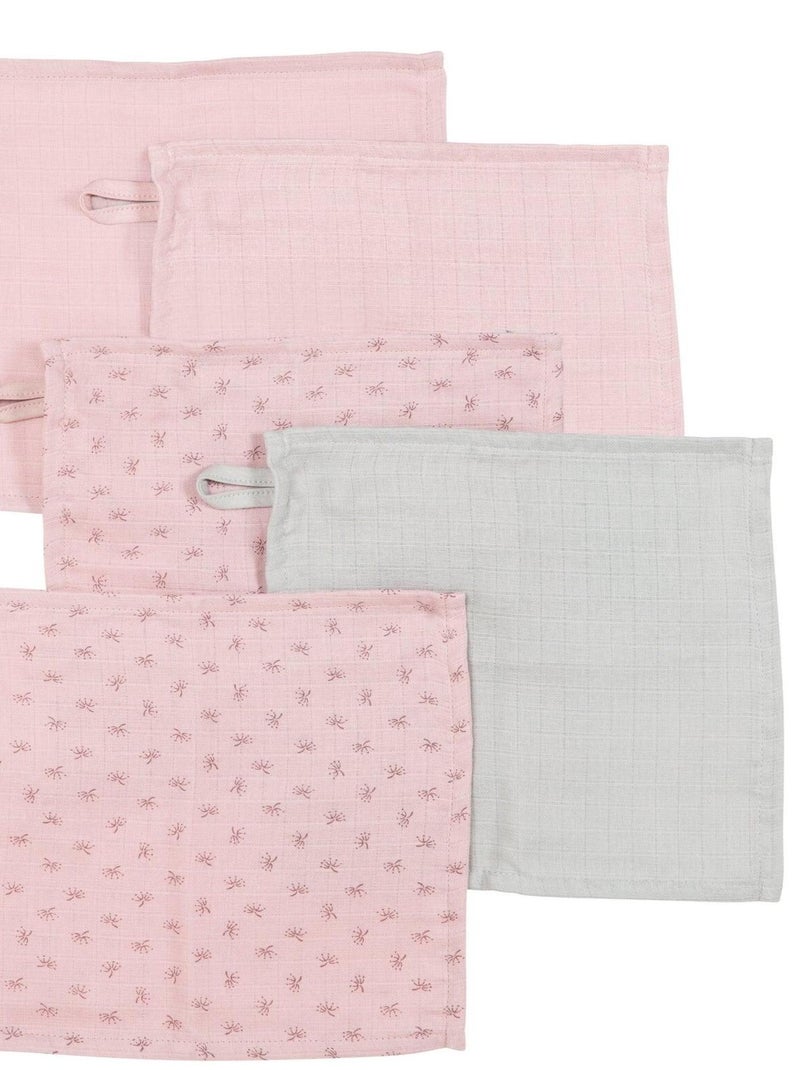 Gant de toilette en coton Bio Oekotex - Lot de 5 - ROBA 'Lil Planet' Gris Rose - Kiabi