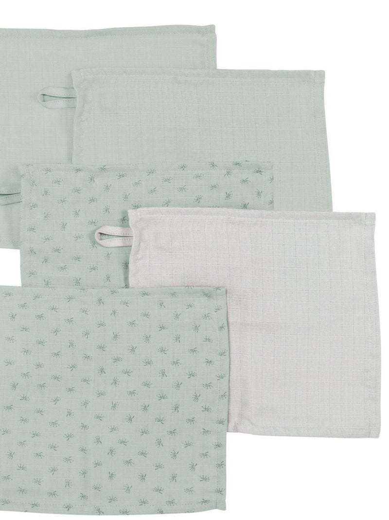 Gant de toilette en coton Bio Oekotex - Lot de 5 - ROBA 'Lil Planet' Gris Vert clair - Kiabi