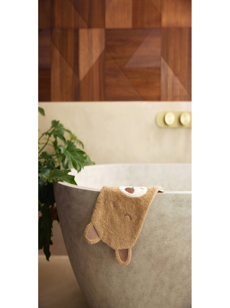 Gant de toilette éponge en coton Jollein Marron - Kiabi