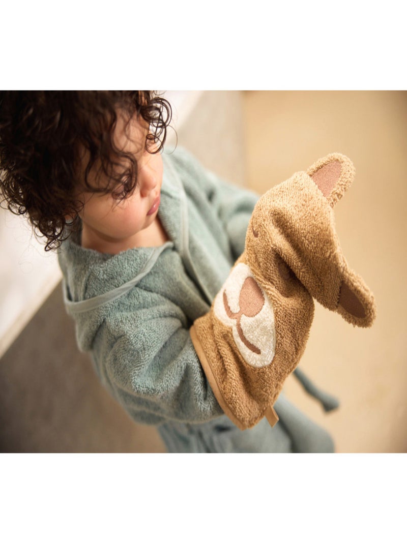 Gant de toilette éponge en coton Jollein Marron - Kiabi