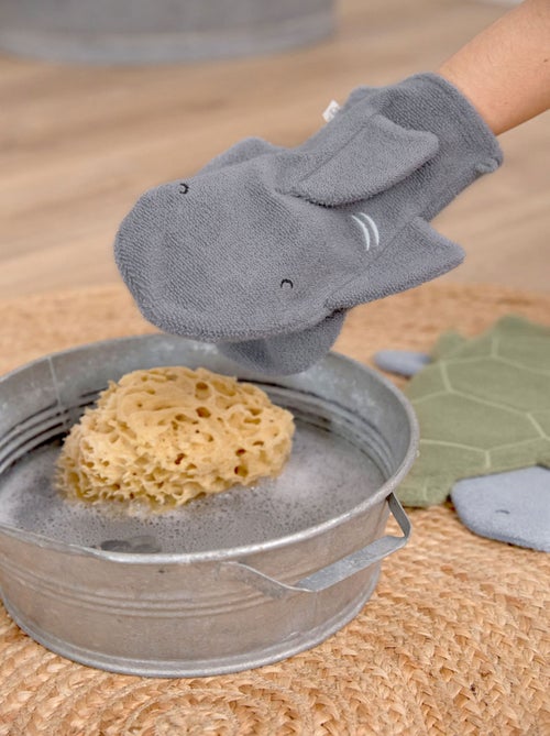 Gant de toilette et de jeu en éponge Requin - Kiabi