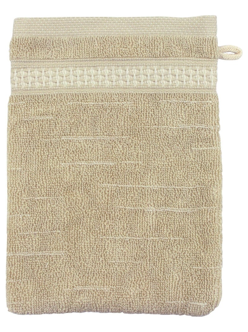 Gant de toilette FICUS 500 g/m2 pur coton issu de l'agriculture biologique Vert sauge/Blanc cassé/Sable - Kiabi