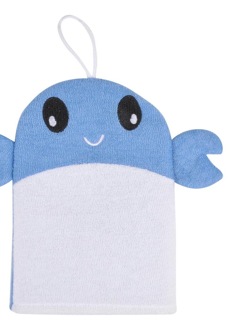 Gant de toilette marionnette enfant 19 x 22 cm Crabe Bleu - Kiabi