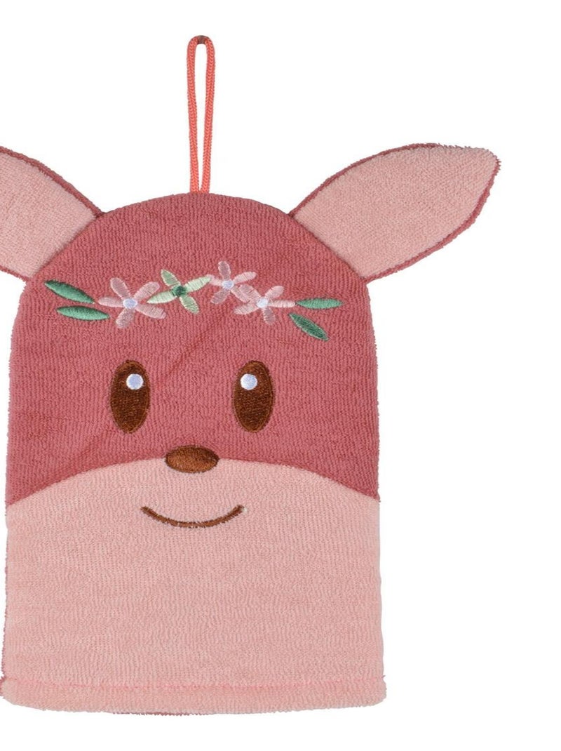 Gant de toilette marionnette enfant 20 x 22 cm Petit faon Rose - Kiabi