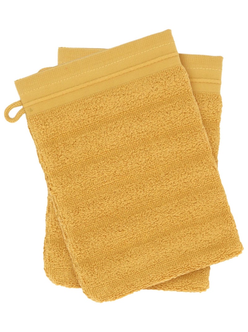 Gant de toilette NATURAL STRIPES Jaune or - Kiabi