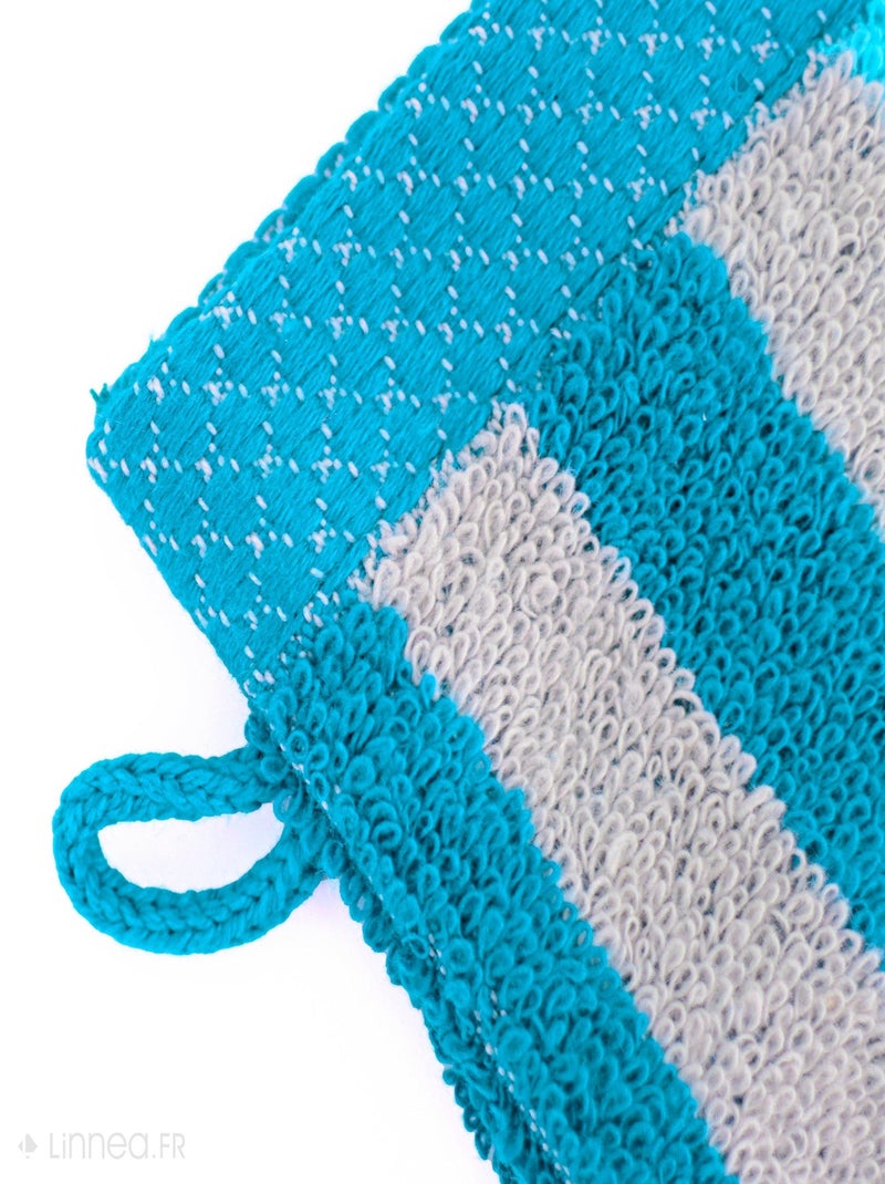 Gant de toilette PURE STRIPES Bleu turquoise - Kiabi