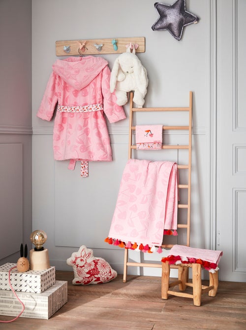 Gant eponge fille Escapade Kawaii 15x21cm - 100% Coton - 400 GSM - Rose - Kiabi