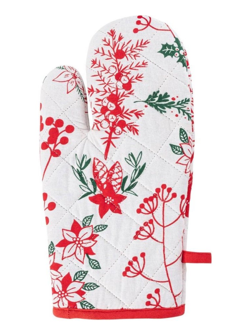 Gant et manique baies de Noël coton Blanc - Kiabi