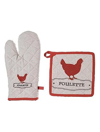 Gant et manique de cuisine Poule