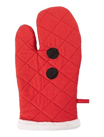 Gant et manique Père Noël rouge coton