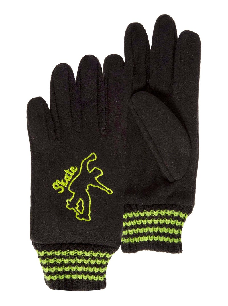 Gants 10/12 ans pour écrans tactiles - doublés polaire Noir Noir - Kiabi