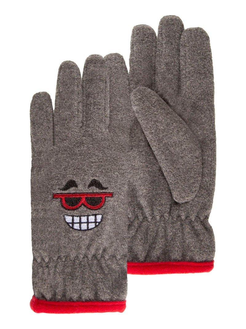 Gants 6/8 ans avec broderie - doublés polaire Gris Gris - Kiabi