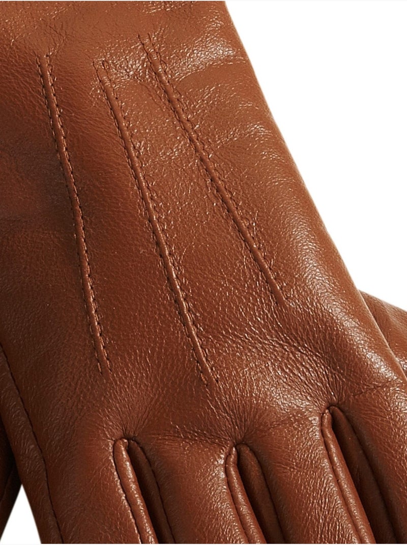 Gants Accessoire Mode Parfait En Cuir D'agneau Fin - Taille Standard - Helline Ambre - Kiabi