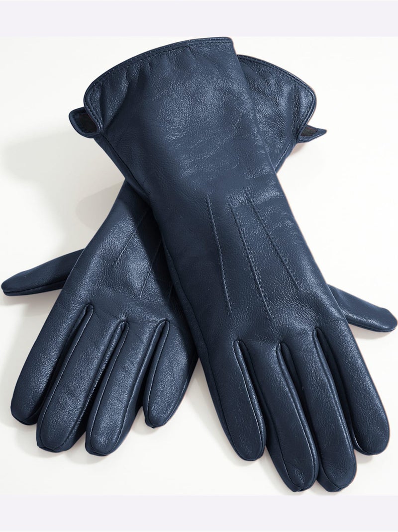 Gants Accessoire Mode Parfait En Cuir D'agneau Fin - Taille Standard - Helline Bleu marine - Kiabi