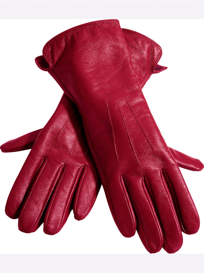Gants Accessoire Mode Parfait En Cuir D'agneau Fin - Taille Standard - Helline Rouge - Kiabi
