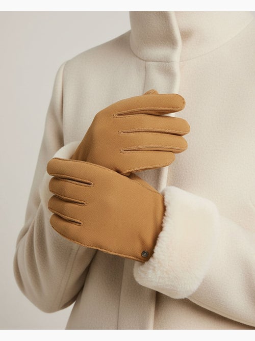 Gants chauds et doux, en cuir de mouton retourné, et intérieur femme isotoner - Kiabi