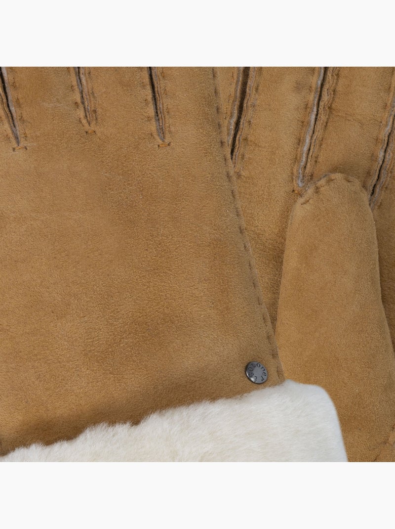 Gants chauds et doux, en cuir de mouton retourné, et intérieur femme isotoner Marron caramel - Kiabi