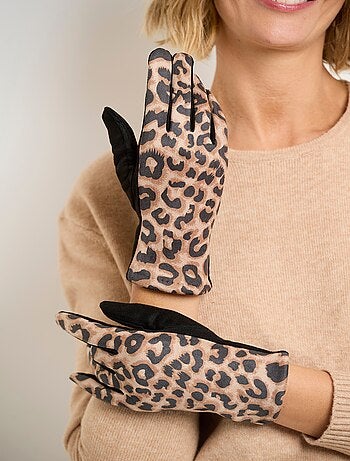 Gants chauds imprimé léopard et uni