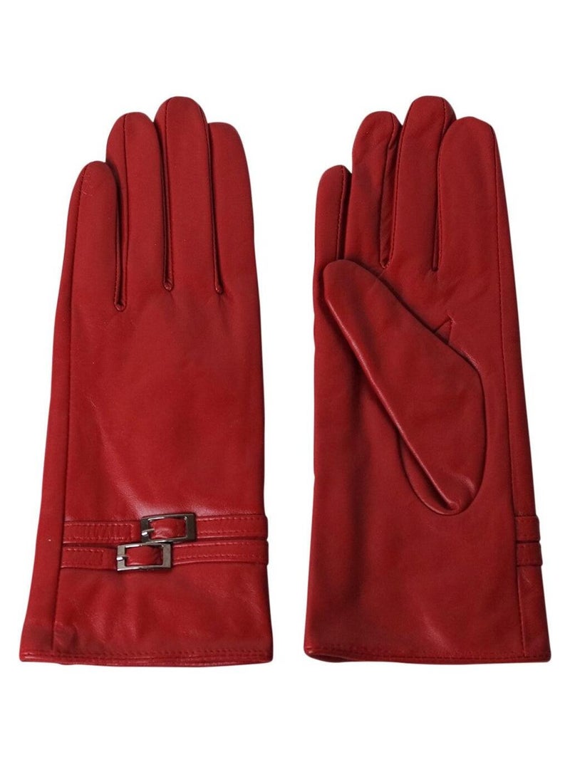 Gants cuir agneau LISE Rouge - Kiabi