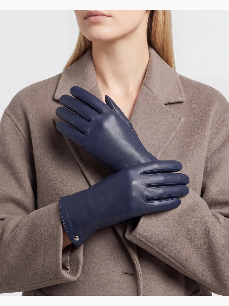 Gants cuir d'agneau - doublés soie femme Bleu marine - Kiabi