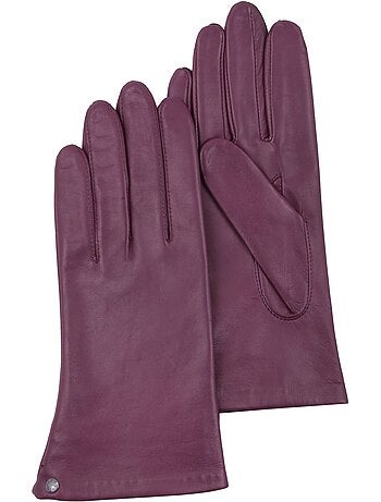 Gants cuir d'agneau - doublés soie femme isotoner