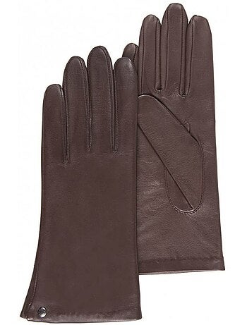 Gants cuir d'agneau - doublés soie femme isotoner