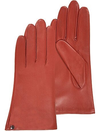 Gants cuir d'agneau - doublés soie femme isotoner