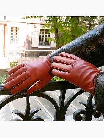 Gants cuir d'agneau - doublés soie femme isotoner