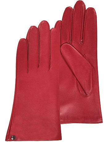 Gants cuir d'agneau - doublés soie femme isotoner