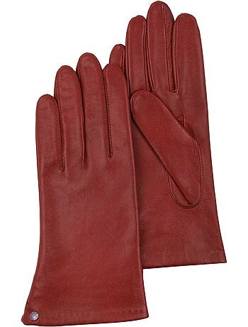 Gants cuir d'agneau - doublés soie femme isotoner