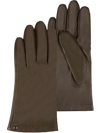 Gants cuir d'agneau - doublés soie femme isotoner