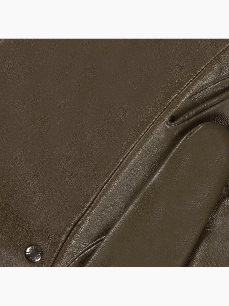 Gants cuir d'agneau - doublés soie femme isotoner Vert olive - Kiabi