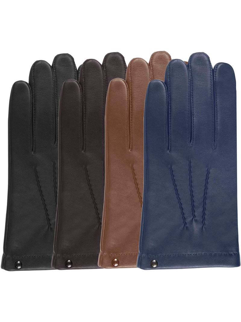 Gants cuir d'agneau - doublés soie homme isotoner Bleu marine - Kiabi