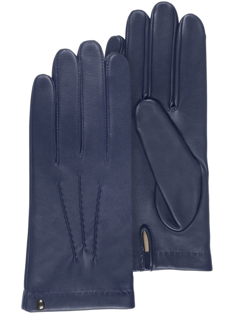 Gants cuir d'agneau - doublés soie homme isotoner Bleu marine - Kiabi