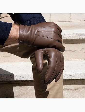 Gants cuir d'agneau - doublés soie homme isotoner