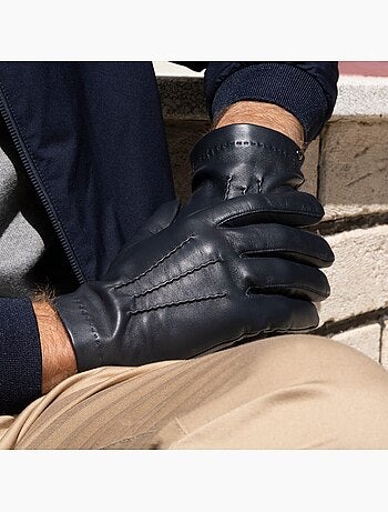 Gants cuir d'agneau - doublés soie homme isotoner
