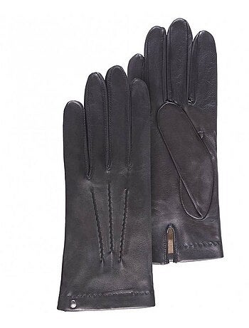 Gants cuir d'agneau - doublés soie homme isotoner