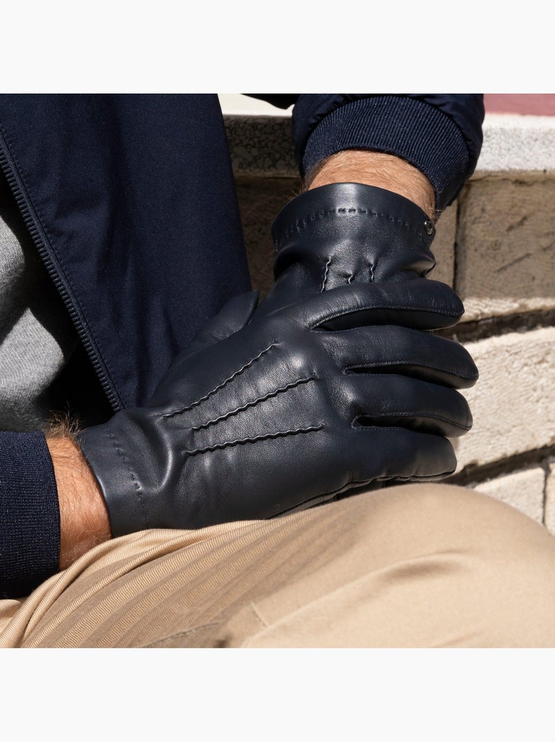 Gants cuir d'agneau - doublés soie homme isotoner Noir - Kiabi