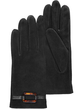 Gants cuir de chèvre velours - doublés soie femme isotoner