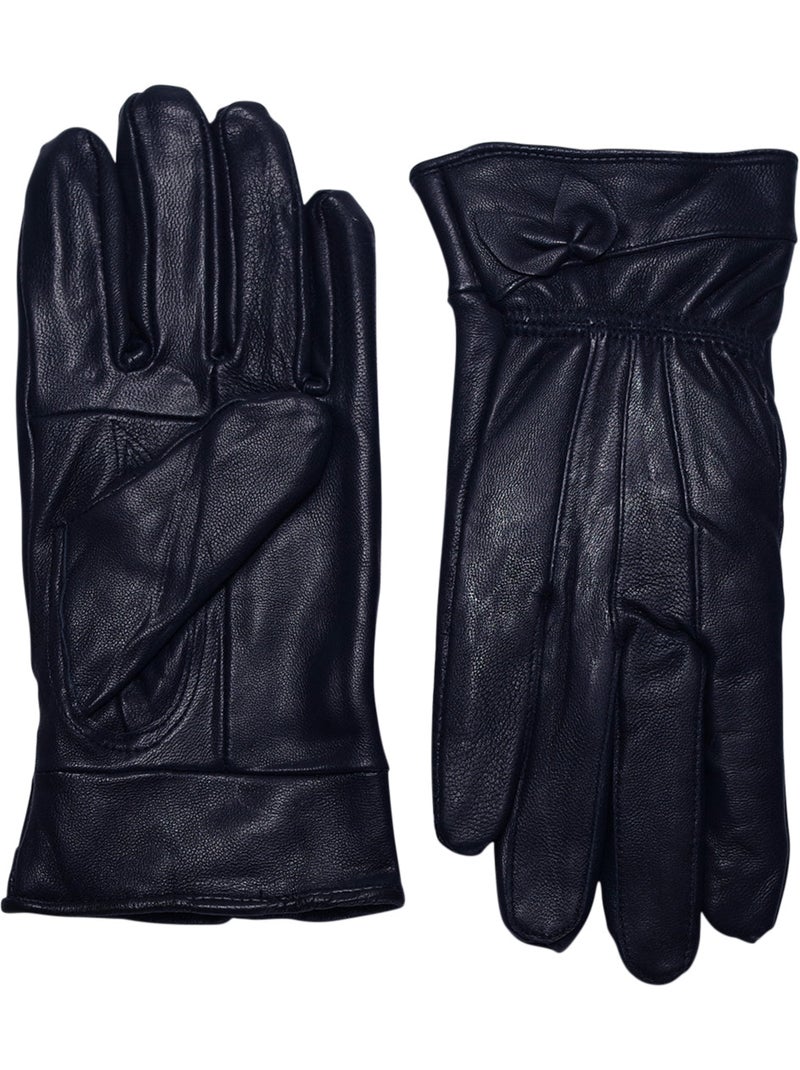 Gants cuir isabel Bleu marine - Kiabi