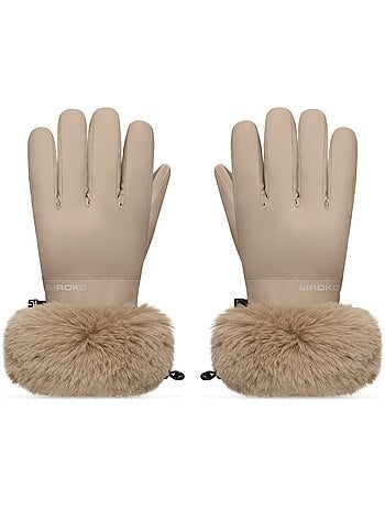 Gants de ski rétro en fausse fourrure homme et femme langlauf camel
