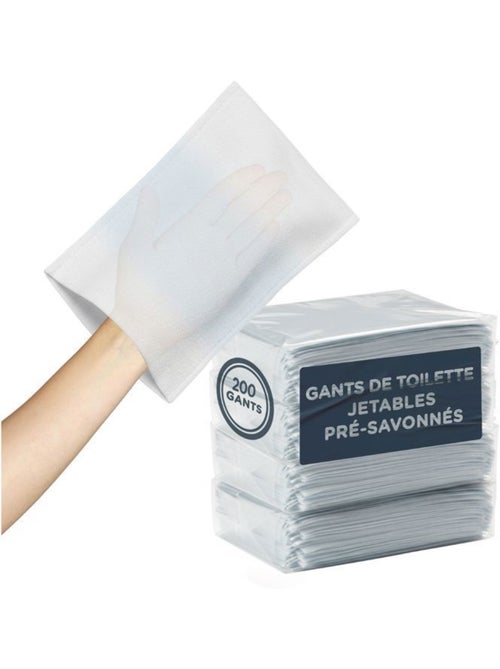 Gants de toilette - kedilife - lot de 200 (4x50) - pré-savonnés - jetables hygiéniques - Kiabi Gants de toilette - kedilife - lot de 200 (4x50) - pré-savonnés - jetables hygiéniques - Kiabi