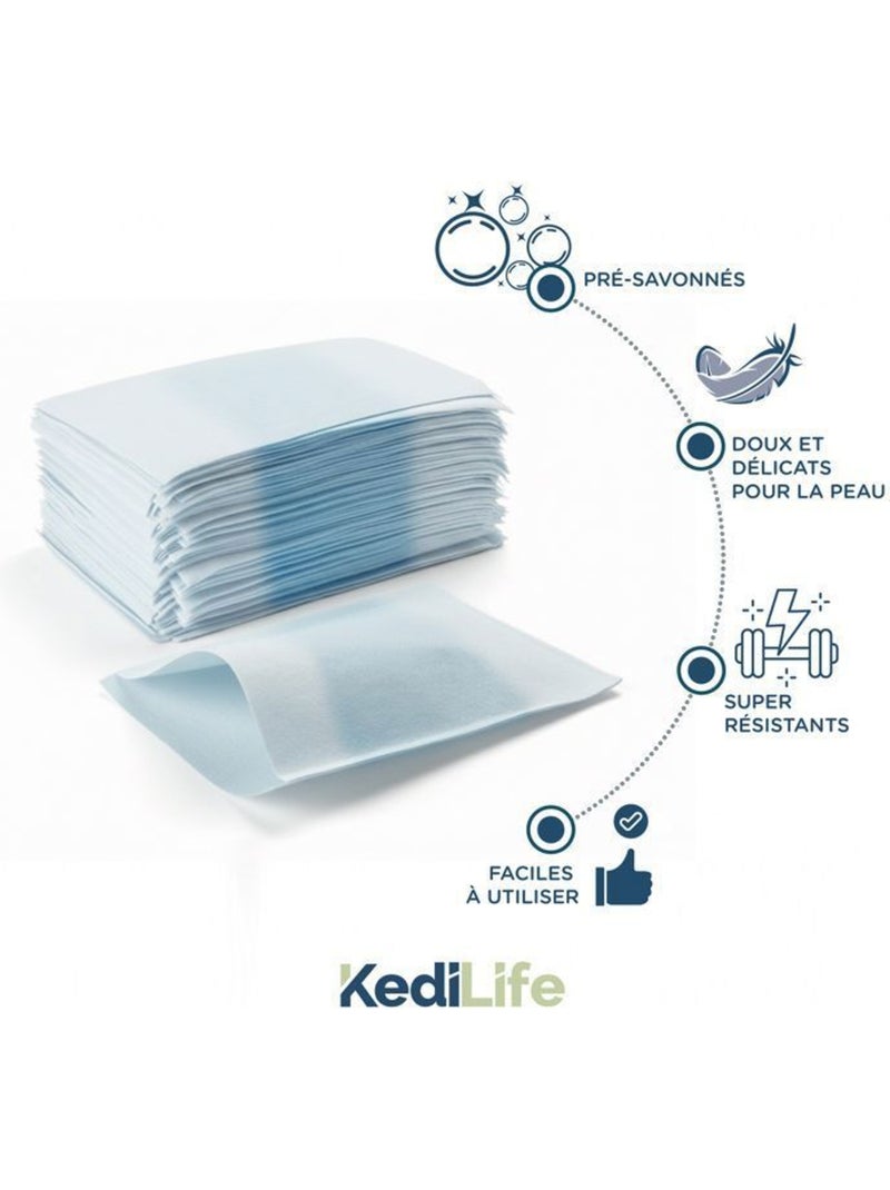 Gants de toilette - kedilife - lot de 200 (4x50) - pré-savonnés - jetables hygiéniques Blanc - Kiabi