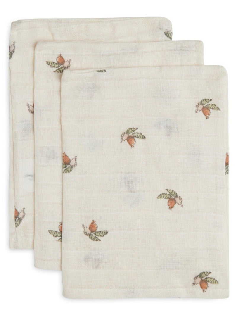 Gants de toilette Rose en gaze de coton (3 pcs) Beige - Kiabi