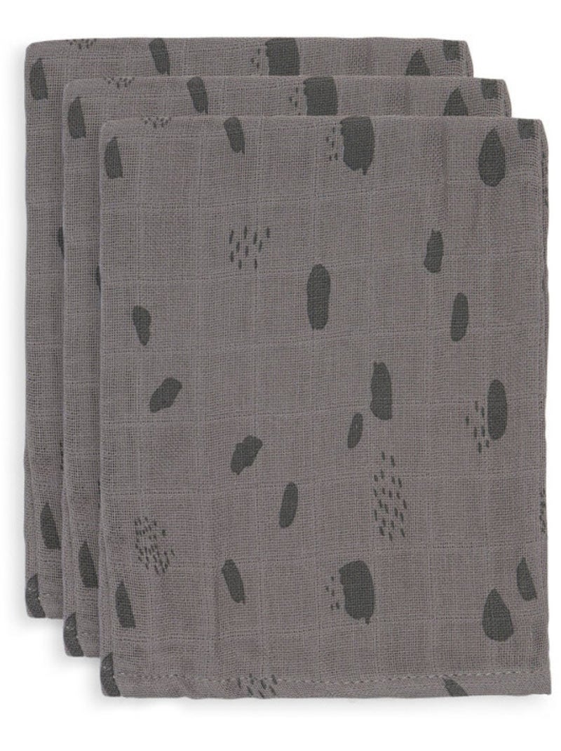Gants de toilette Spot en gaze de coton (3 pcs) Gris - Kiabi