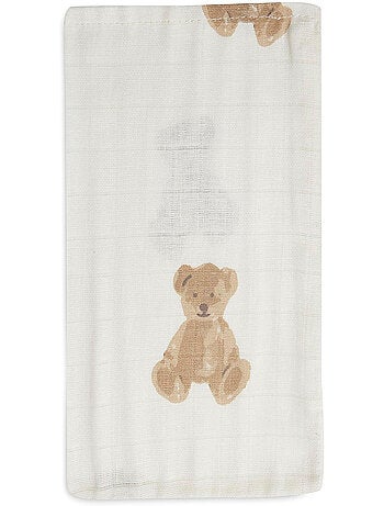 Gants de toilette Teddy Bear en gaze de coton (3 pcs) Jollein
