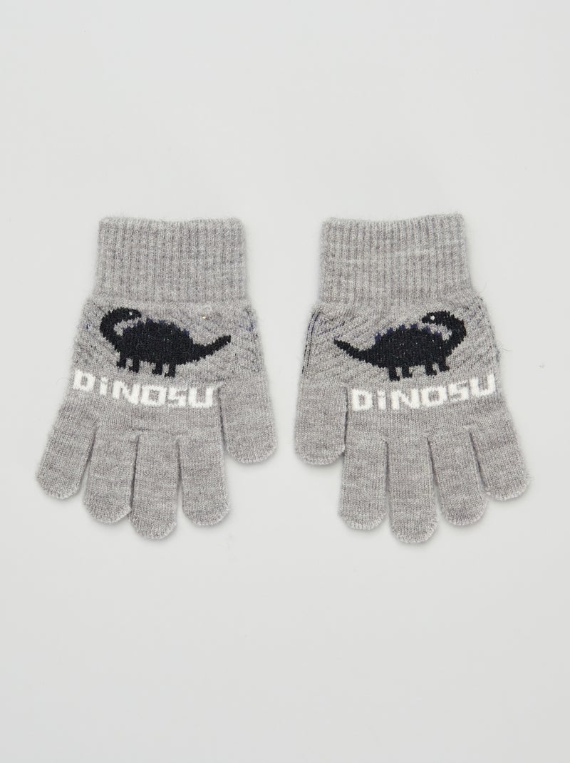 Gants 'dinosaures' Gris - Kiabi