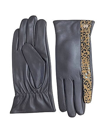 Gants en cuir avec bande léopard contrastante
'Deeluxe'